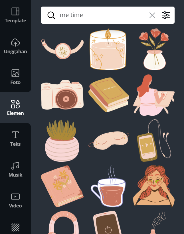 14 Keywords Canva Penunjang Design Estetikmu! 12 11. Me Time