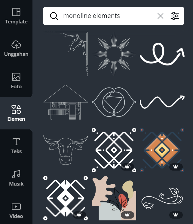14 Keywords Canva Penunjang Design Estetikmu! 6 5. Monoline Elements