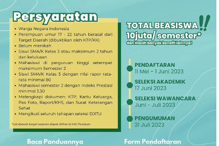 Beasiswa Djitu 2023 : Beasiswa Khusus Perempuan Resmi Dibuka, Ini Syaratnya 2 646037c8920a0