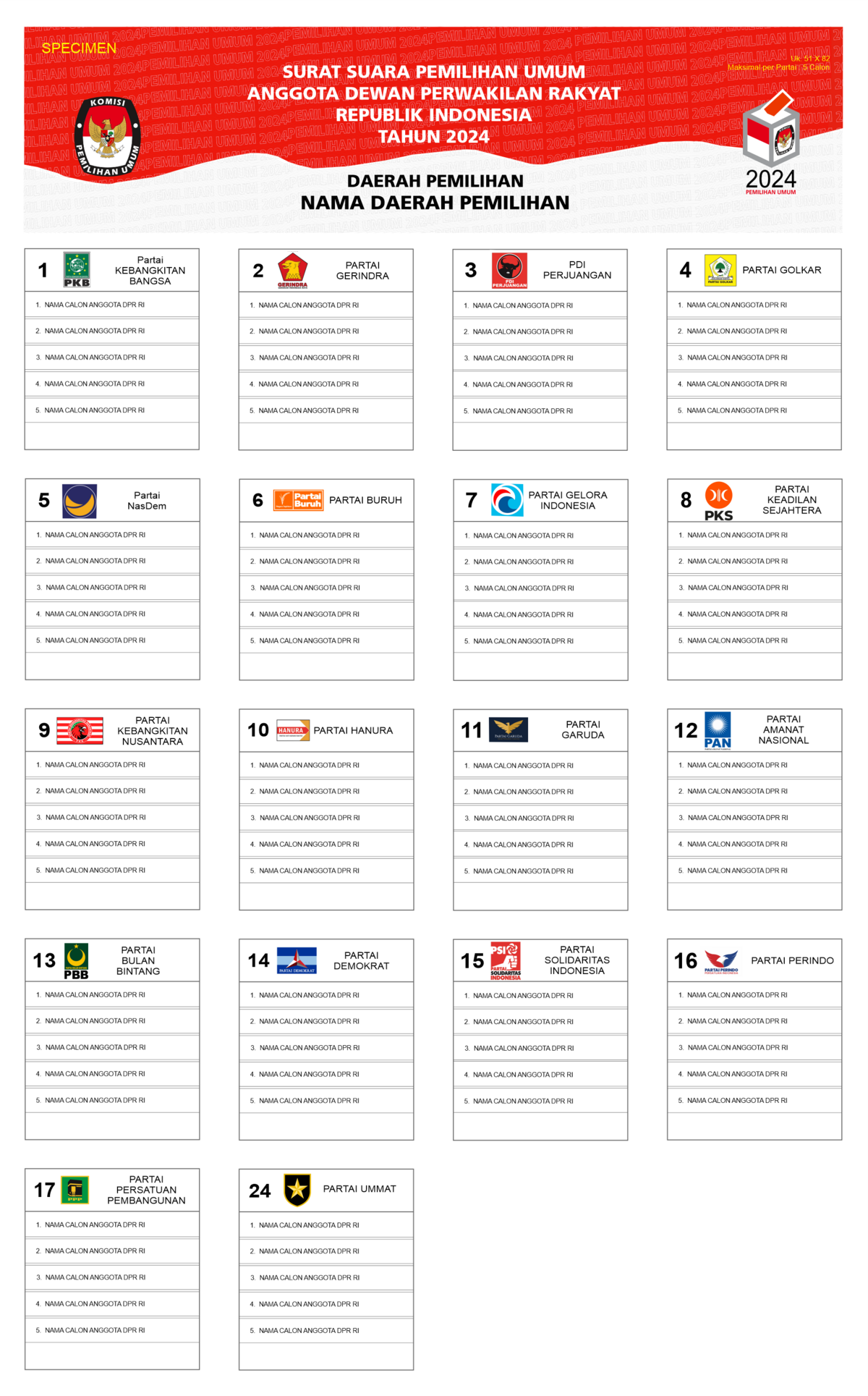 Cara Nyoblos Bagi Pemula, Kamu Wajib Tahu! 3 CONTOH SURAT SUARA DPR RI