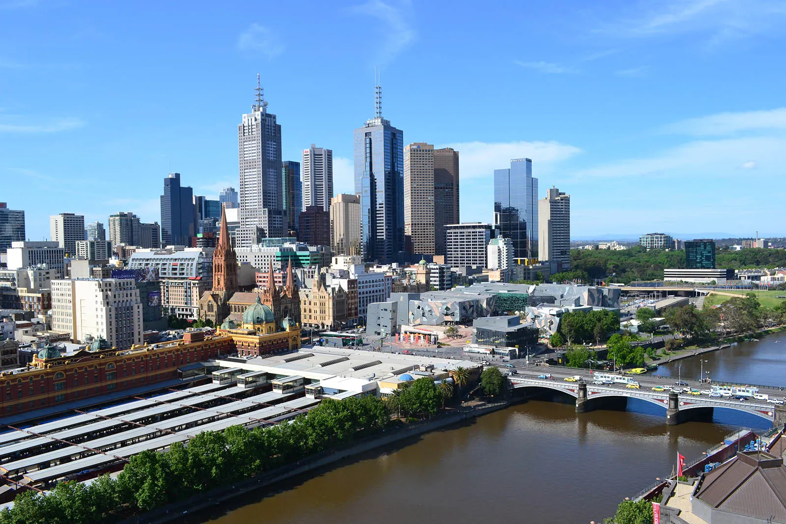 view central business district Melbourne train station