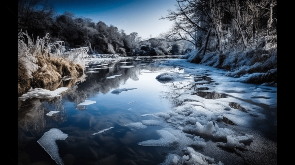 pngtree water frozen over river with frost covering the water picture image 2460156