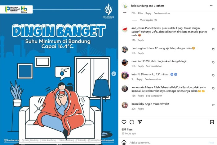 komentar warganet foto instagramcomhalobandung