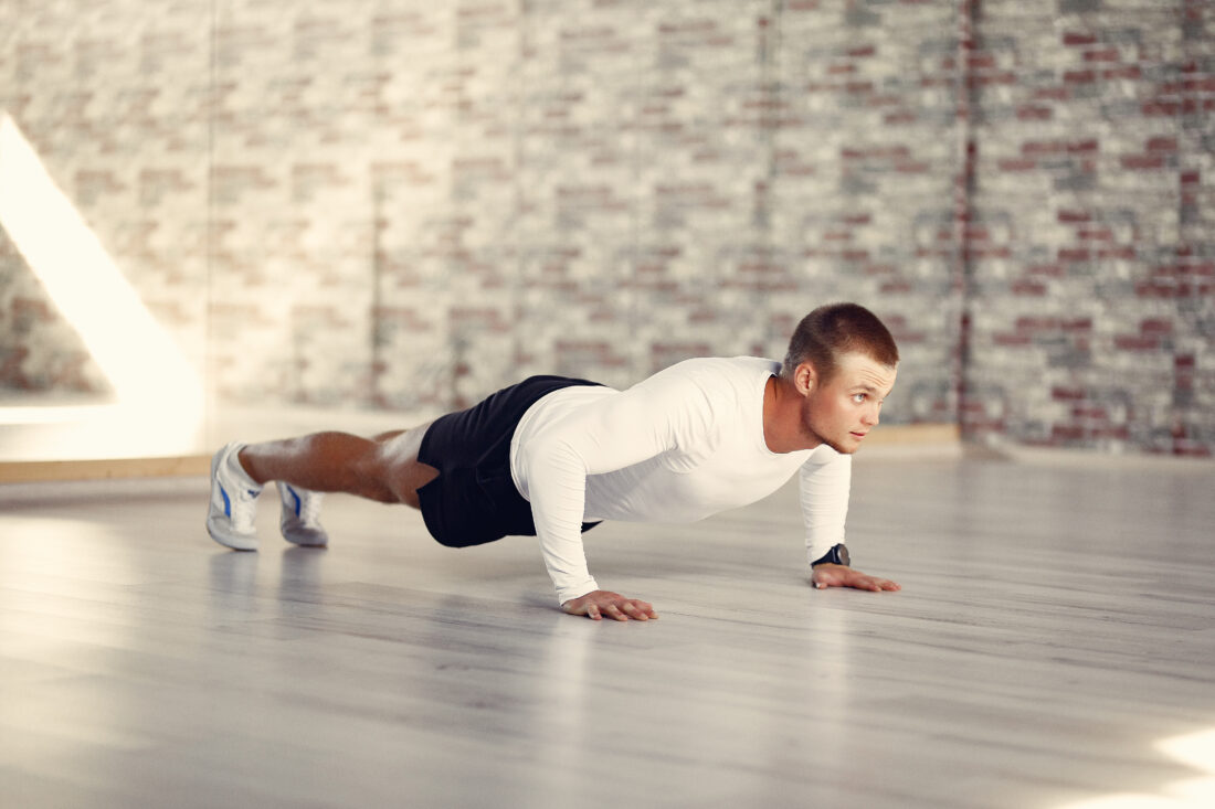 handsome man training gym