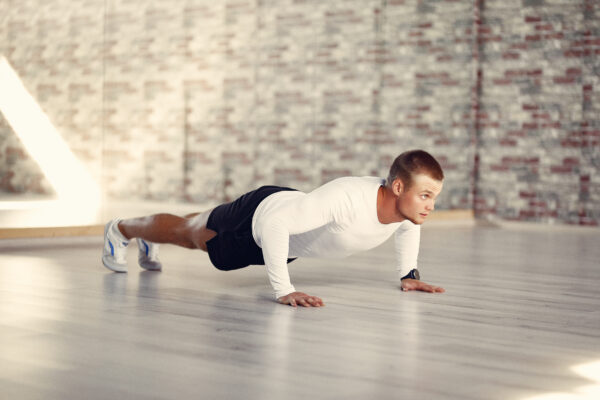 handsome man training gym