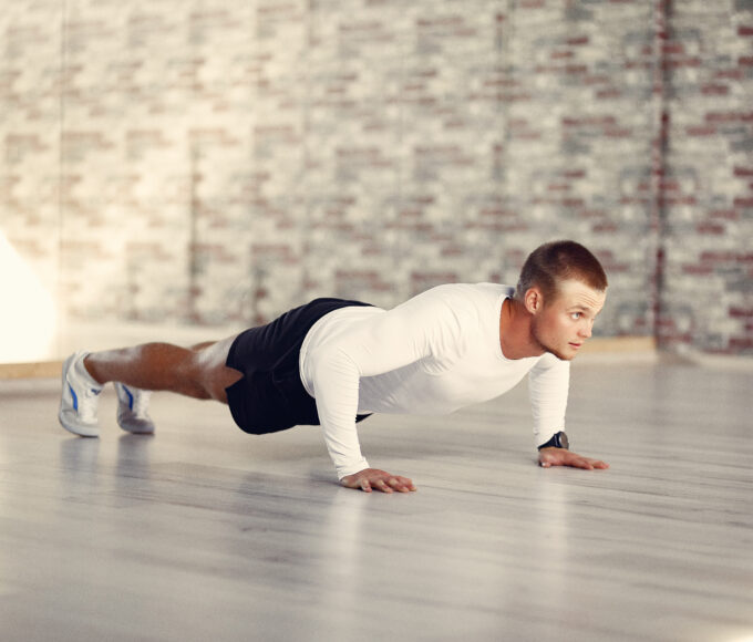 handsome man training gym