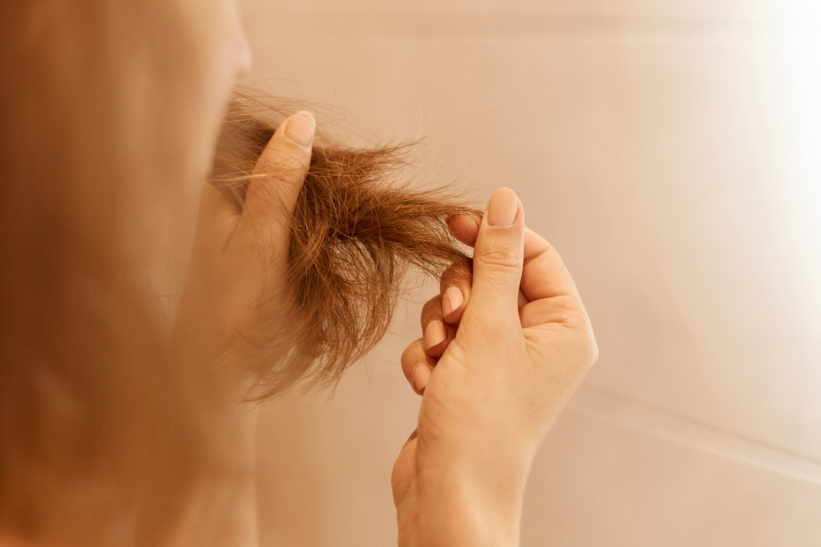 Atasi Rambut Kering Dengan 5 Cara Sederhana Ini! 1 closeup portrait woman hands holding dry damaged hair eds having trichology problem
