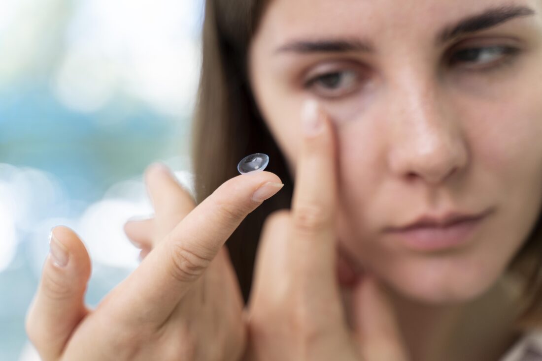 woman checking some new lenses