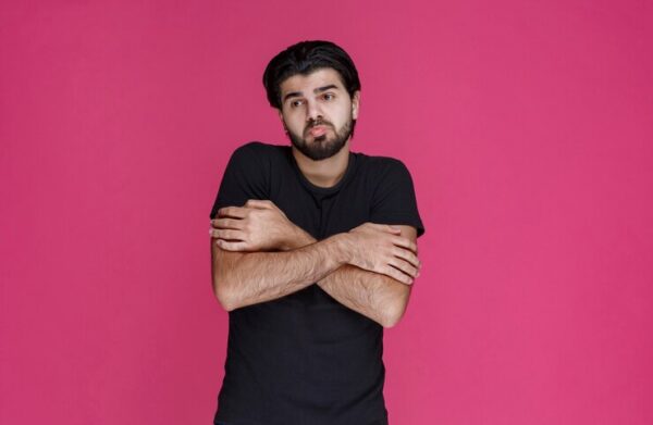 man black shirt looks confused unexperienced lost 144627 52521