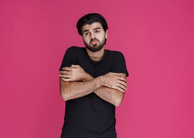 man black shirt looks confused unexperienced lost 144627 52521