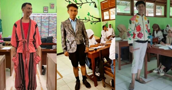 56529 viral guru smk di bantul berpakaian nyentrik saat mengajar