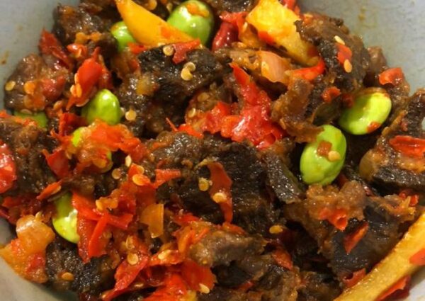 dendeng balado pete foto resep utama