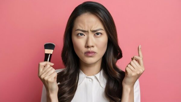 discontent brunette asian woman looks with indignant expression holds cosmetic brush 926199 2993851